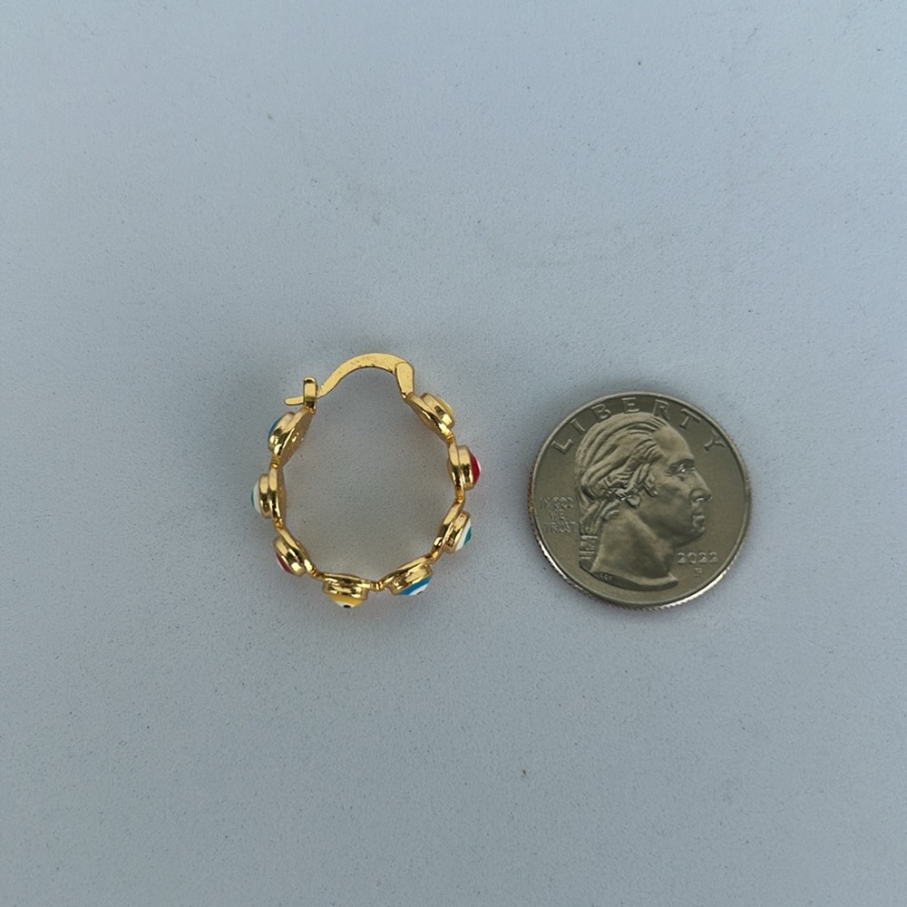 Lucky Eyes 18 K Overlay Hoops - Picture 6 of 6